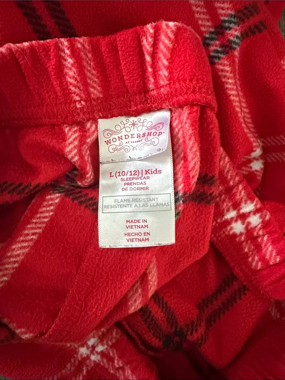 Wondershop Red Plaid Fleece Pajama Bottoms. Kids size Large 10/12